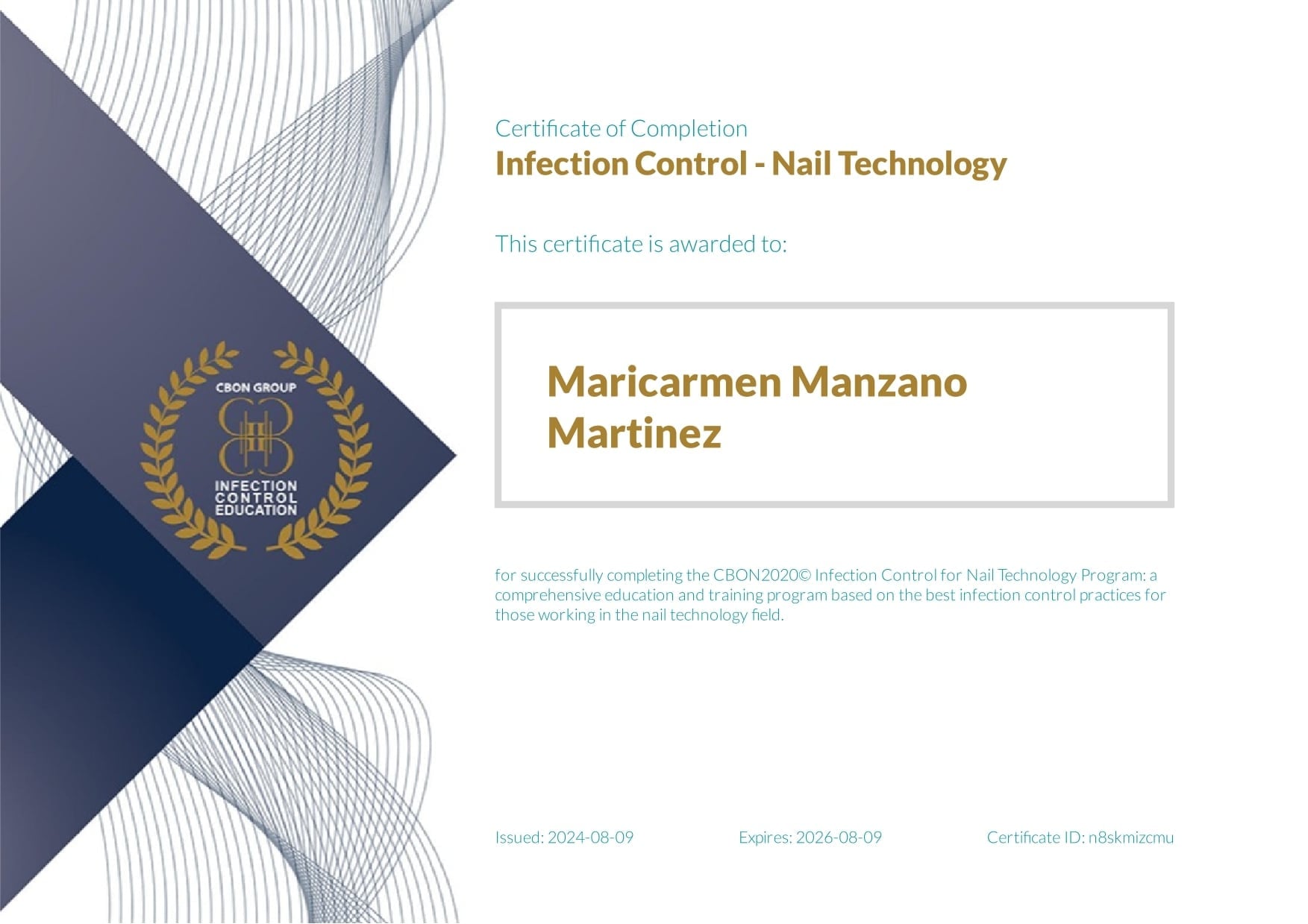 Certification Contrôle des Infections - Technologie des Ongles