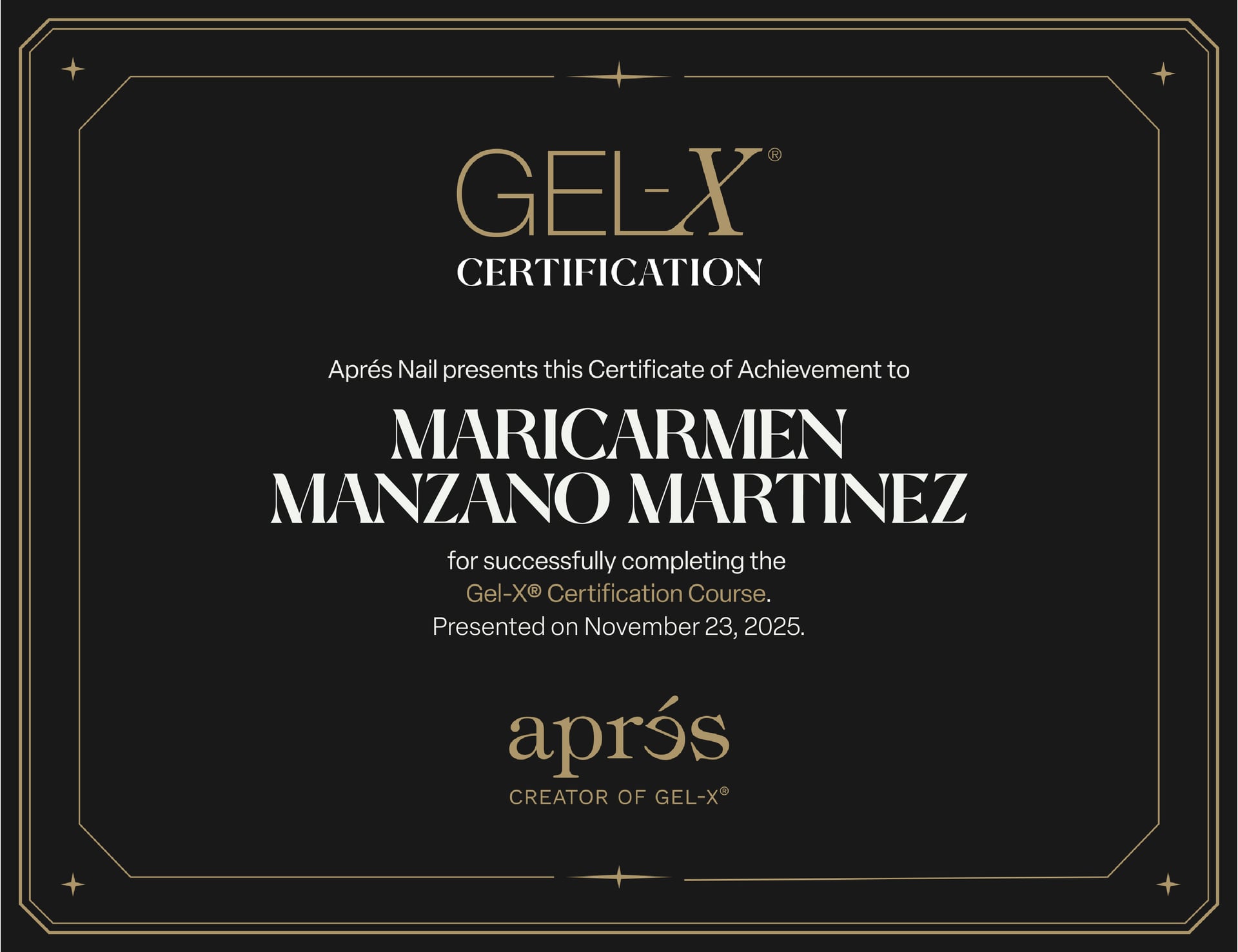 Certificación Aprés Gel-X profesional